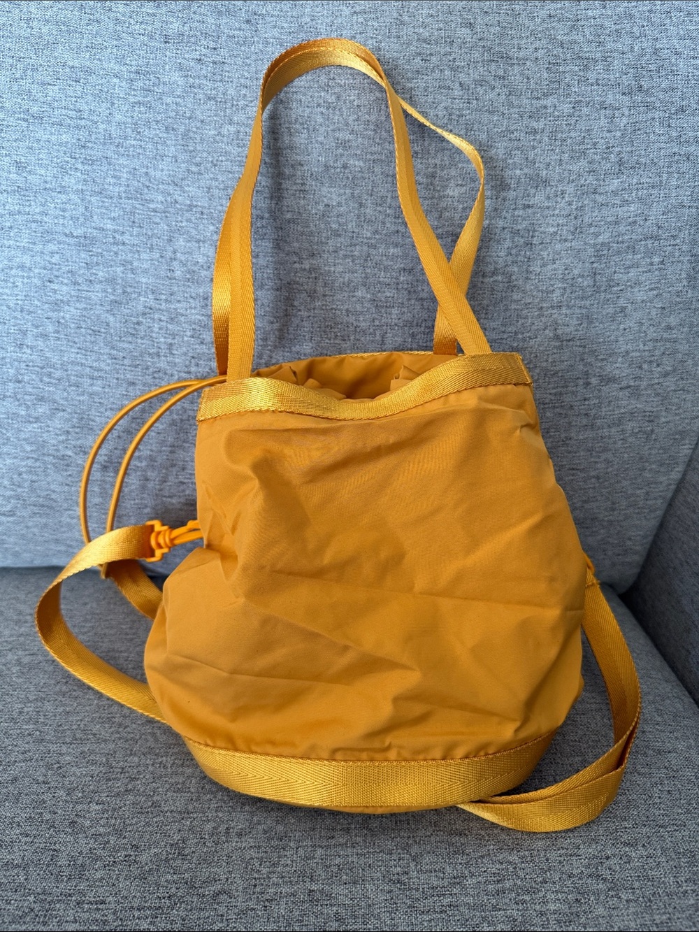 Mustard Yellow Drawstring Tote/Shoulder/Crossbody Bag - Women